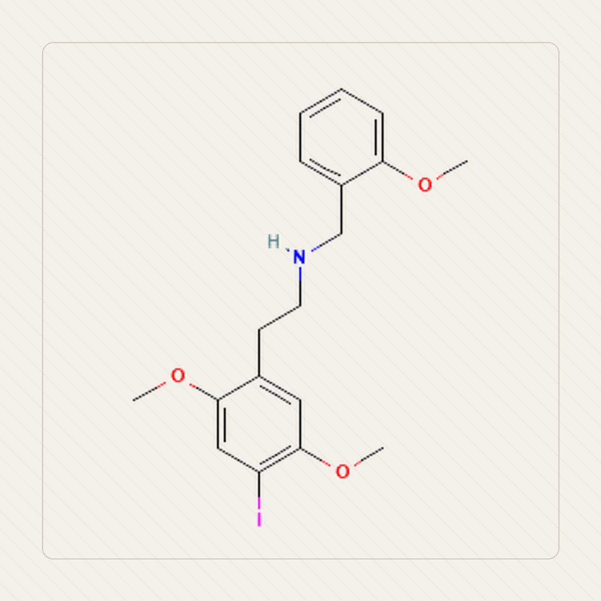 25I-NBOMe, illustrazione didattica della struttura molecolare