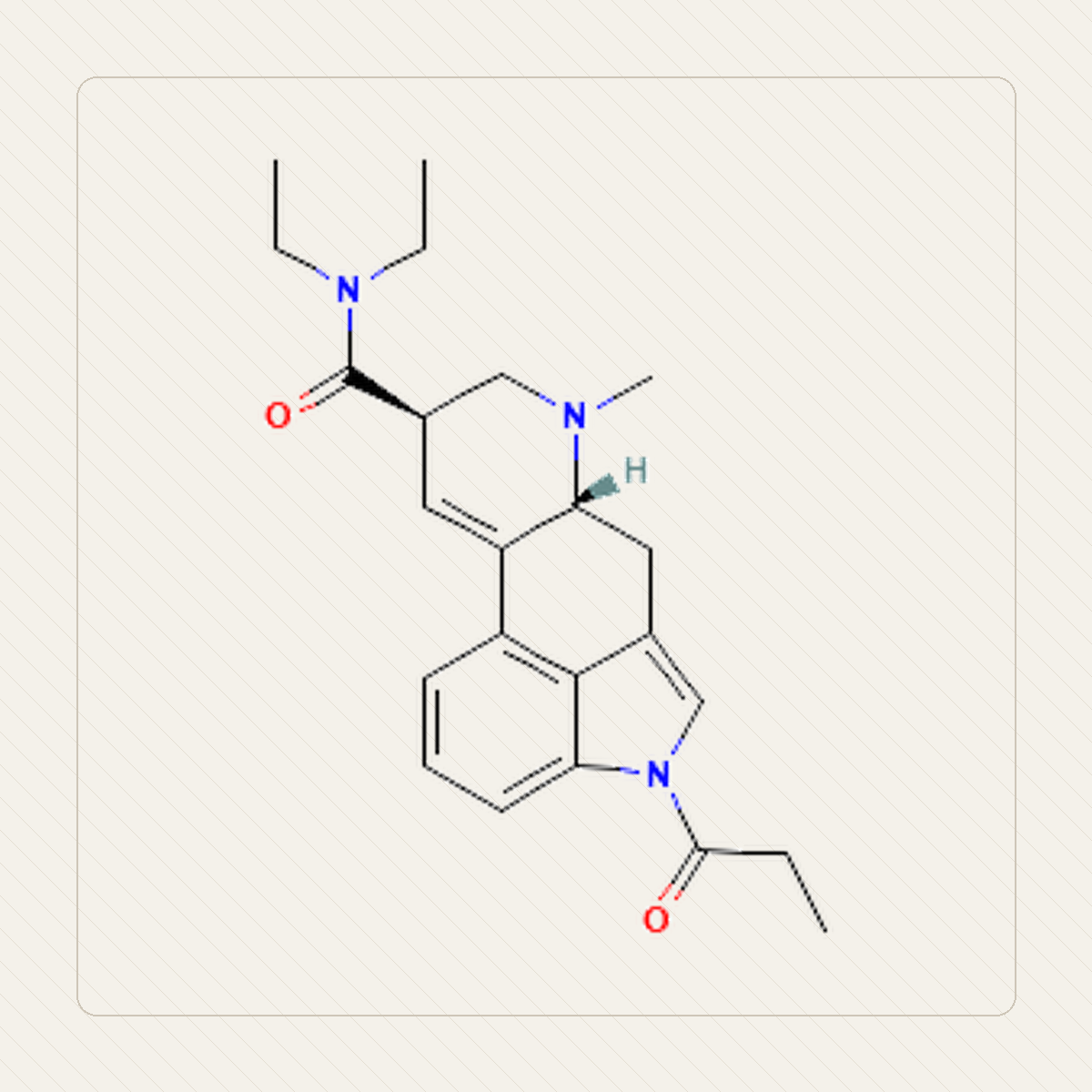 1P-LSD, illustrazione didattica della struttura molecolare