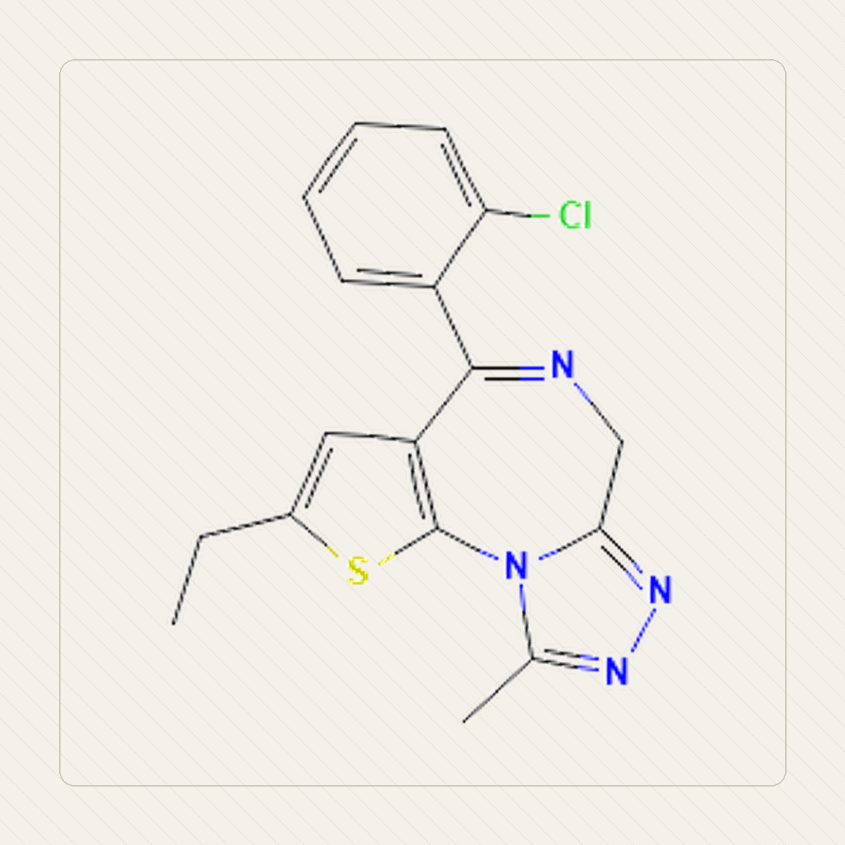 Etizolam, illustrazione didattica della struttura molecolare