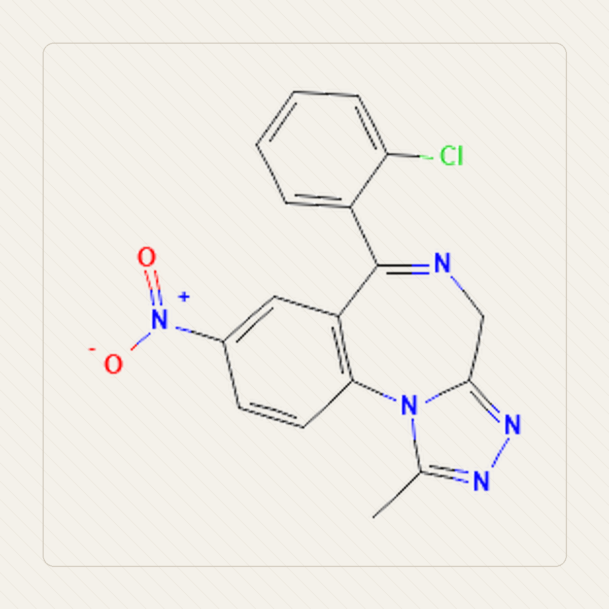 Clonazolam, illustrazione didattica della struttura molecolare