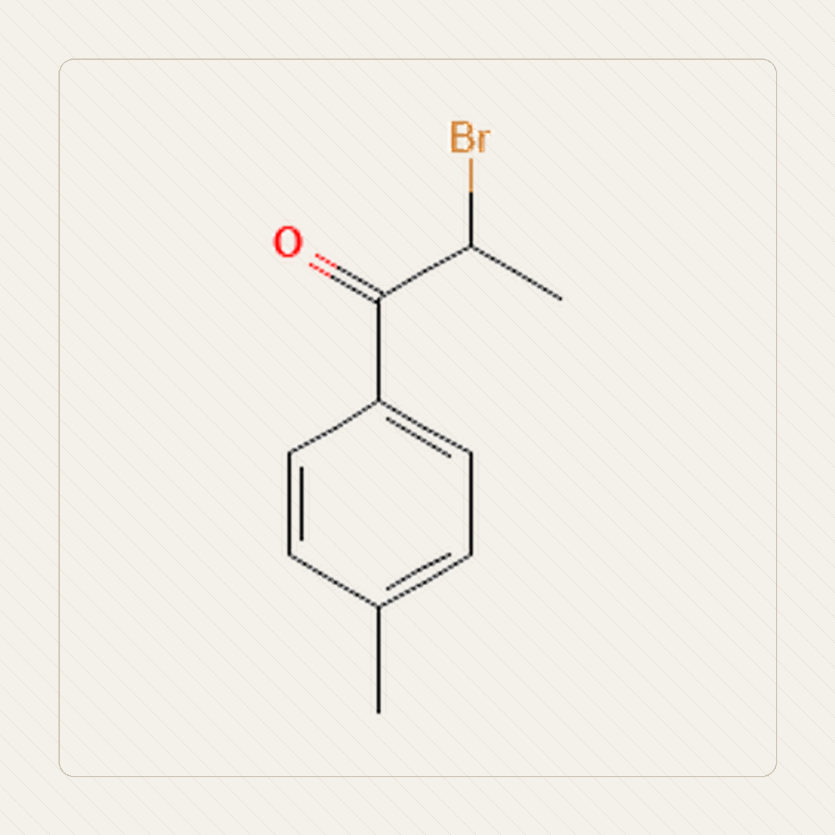 2-bromo-4-metilpropiofenone, illustrazione didattica della struttura molecolare